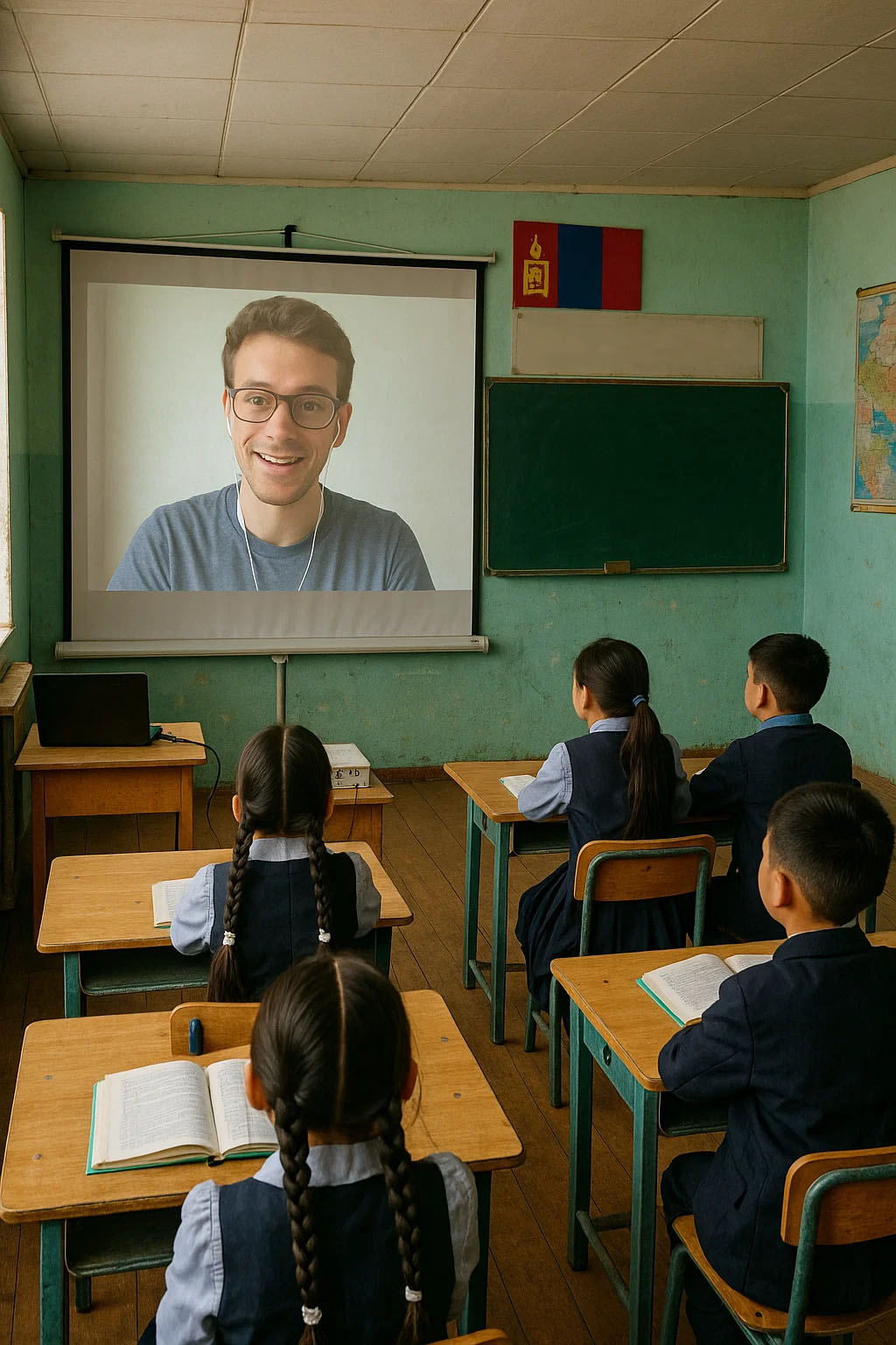 GeckoTeach ESL teacher providing virtual instruction to K-12 students in an international school.